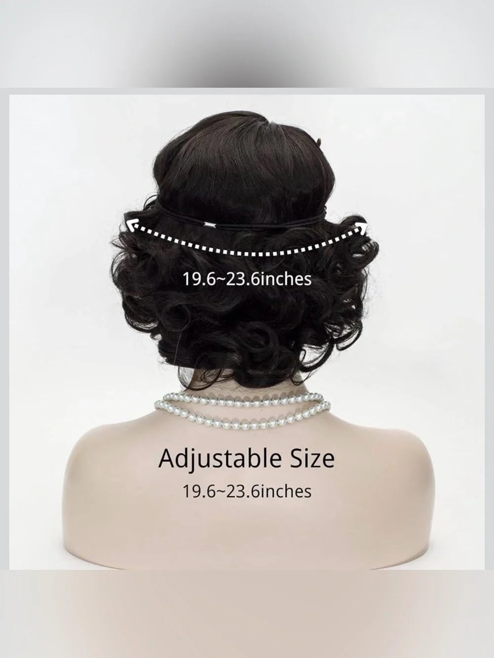 1920s Finger Wave Black Vintage Flapper Wig with Headband Necklace Earrings